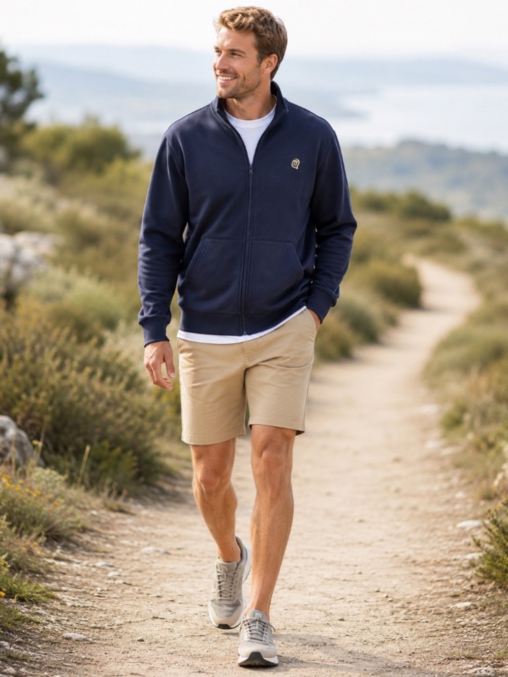 Veboon Men’s Performance Jacket Navy Zip Front, Size XL